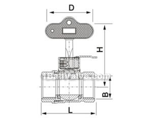 Brass ball valve with lock constructral diagram